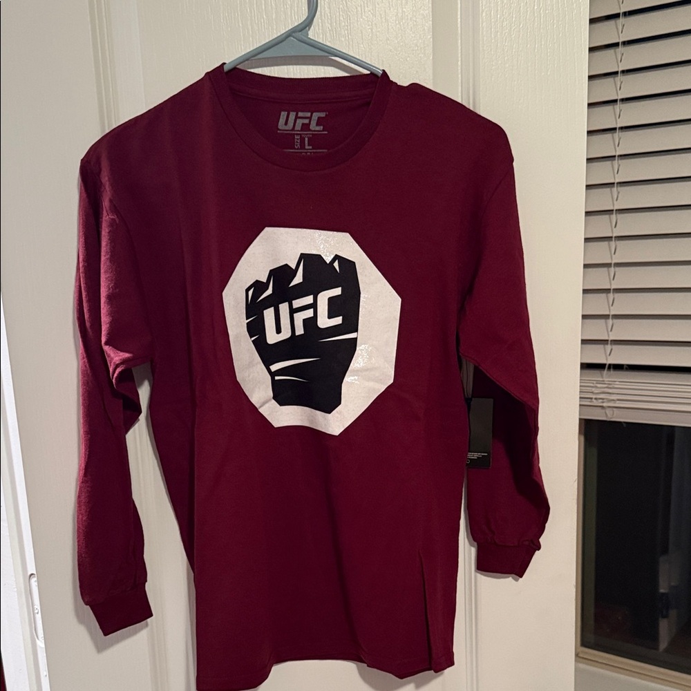 UFC Burgundy Long Sleeve Tee with Logo